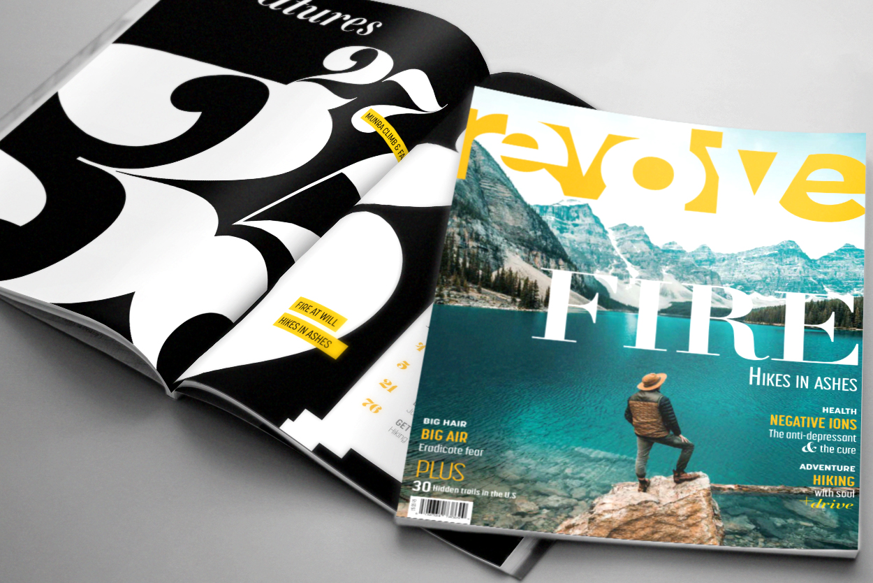 Revolve masthead and feature spread